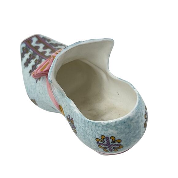 Halcyon Days 1994 Porcelain Shoe – Blue & Pink with Gold Accents (Collectible) - Picture 5 of 8